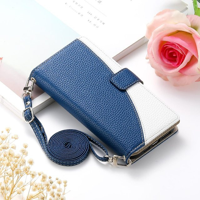 Samsung Flip-Ledertasche als Kartenhülle für Galaxy S26 S25 S24 S23 S22 S21 S20 Plus A17 A07 A16 A56 A36 A26 in Dunkelblau - Bild 1