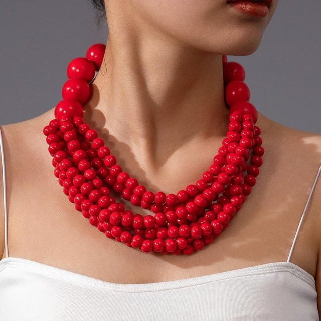 Lucky Star Jewelry Holzperlenkette, Zirkonia, rot, Damen - Bild 1