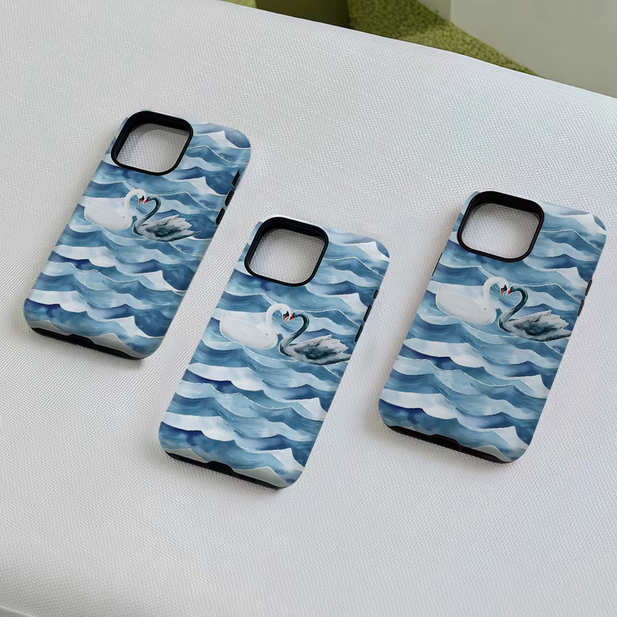 Swan Waves Robuste Doppel-Schicht Handyhülle mit Magnetfunktion für iPhone 17 16 15 14 13 Pro Max Plus in Blau - Bild 4