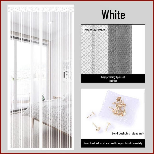 Magnetischer Sommer-Netzvorhang von Global Finds mit Streifendesign in Weiß, Mückenschutz zur bohrfreien Befestigung, B/H: 85 x 210 cm - Bild 1