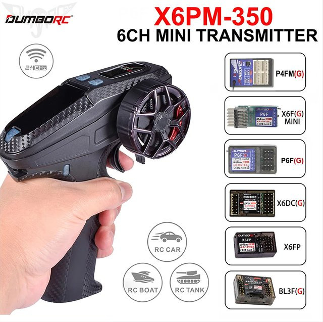 DUMBORC 6CH X6PM-350 2,4G RC Mini Sender mit Gyro Empfänger Universal RC Auto Controller in Schwarz - Bild 1
