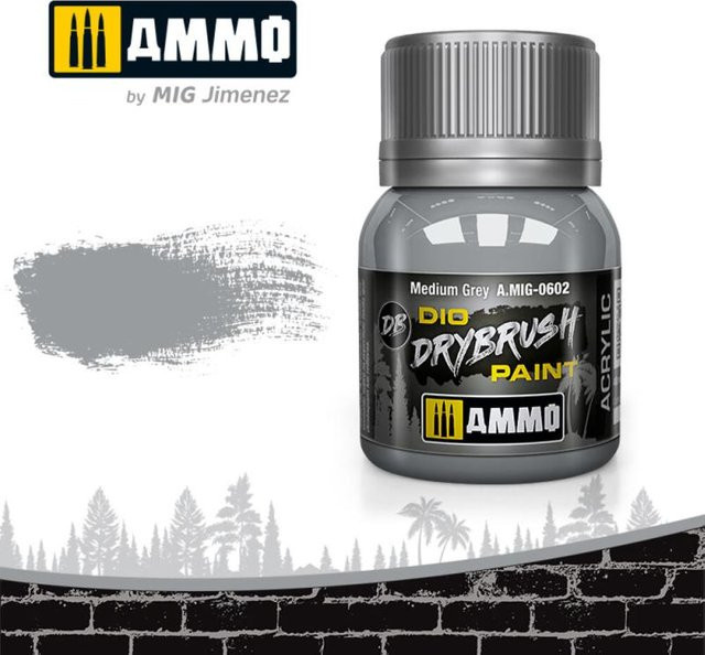 AMMO by MIG Jimenez Drybrush Medium Grey, Grau - Bild 1