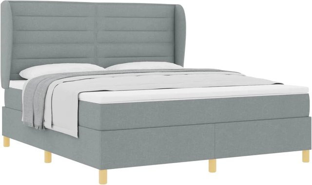 vidaXL Boxspringbett mit Matratze in Grau, B/T/H: 180 x 200 x 34 cm - Bild 1