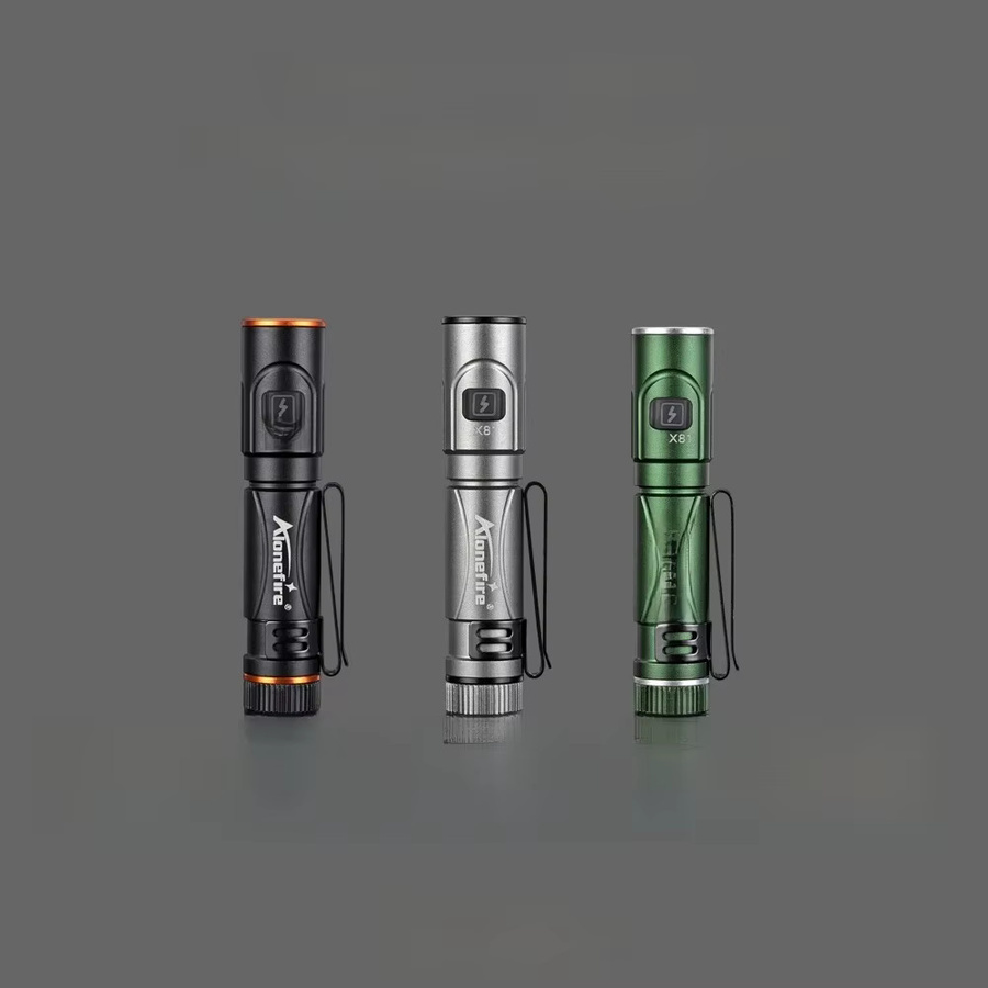 Alonefire EDC Mini Hochleistungs-Stift-Taschenlampe aus Metall, USB wiederaufladbar und magnetisch, Multicolor - Bild 1