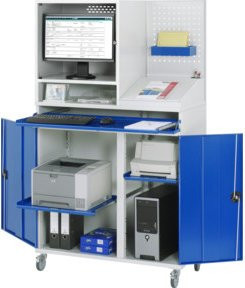 Rau Computer-Schrank 67T mit Monitorgehäuse und Schwenktüren, B/T/H: 1100 x 520 x 1895 cm - Bild 1