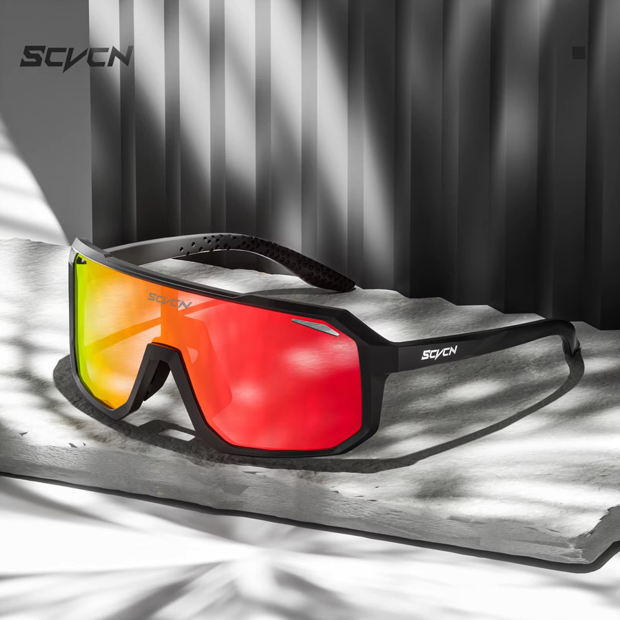 SCVCN Sportsonnenbrille, Vollrand, Kunststoff, Schwarz, Unisex - Bild 3