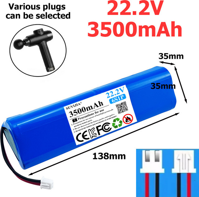 SUYIJIA Lithiumbatterie für Massagepistolen, 22,2 V, 3500 mAh, 6S1P Akku in Blau - Bild 1