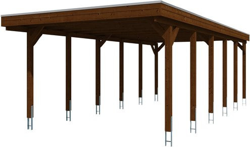 Skanholz Carport Friesland aus Holz in Nussbaum Braun B/T: 397 x 860 cm, Höhe: 241 cm - Bild 3