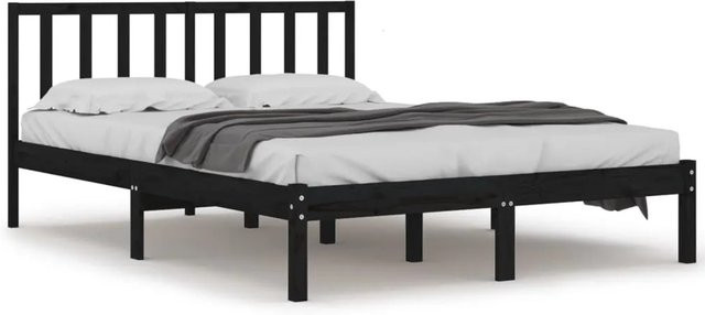 vidaXL Massivholzbett aus Kiefer in Schwarz im rustikalen Design B/T/H: 200 x 200 x 206 cm - Bild 1