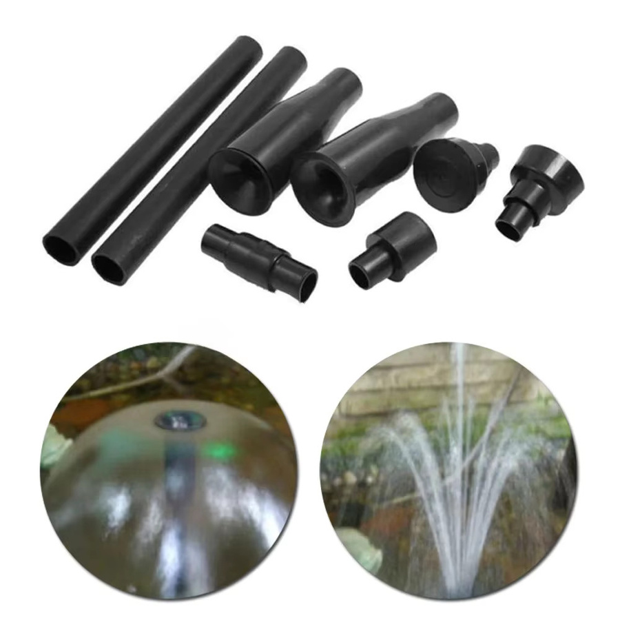 8er Set Multifunktionale Gartenbrunnen Düsenköpfe aus Kunststoff in Schwarz für Teiche, Pools und Aquarien - Bild 6