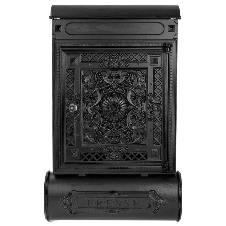 HMF Briefkasten Antik mit Zeitungsfach aus Aluguss in Schwarz, B/T/H: 57 x 35 x 10 cm - Bild 2