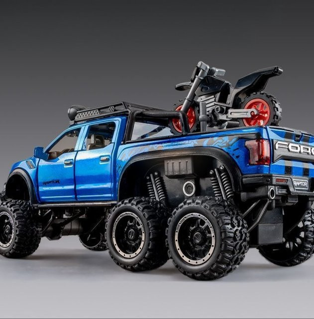CHEHZI F150 Dirt Bike Pickup, Modellauto, 1:24, Metall, Rot, Blau - Bild 1