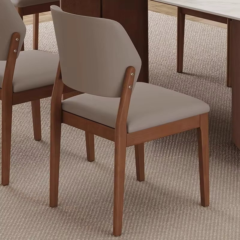 LIUSHADUOLA Massivholzstuhl als Loungesessel und Designerstuhl in Braun und Beige für Wohnzimmer, Schlafzimmer oder Büro - Bild 2