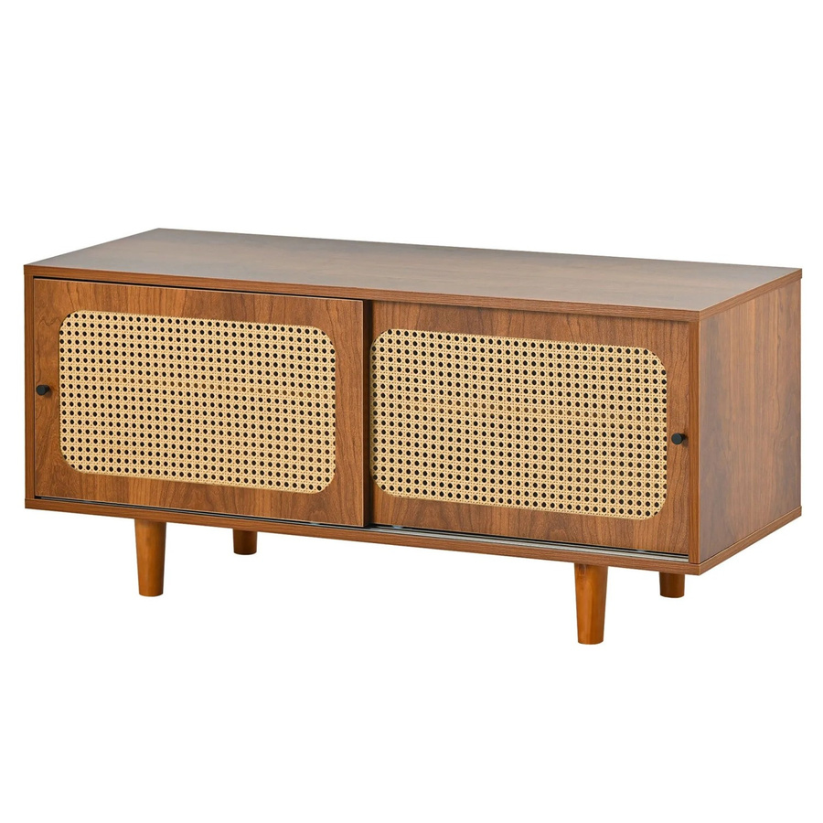 okwish Sideboard Set mit Rattan Stauraum für dein Wohnzimmer in Walnussfarben, B/T/H: 104 x 48 x 40 cm - Bild 2