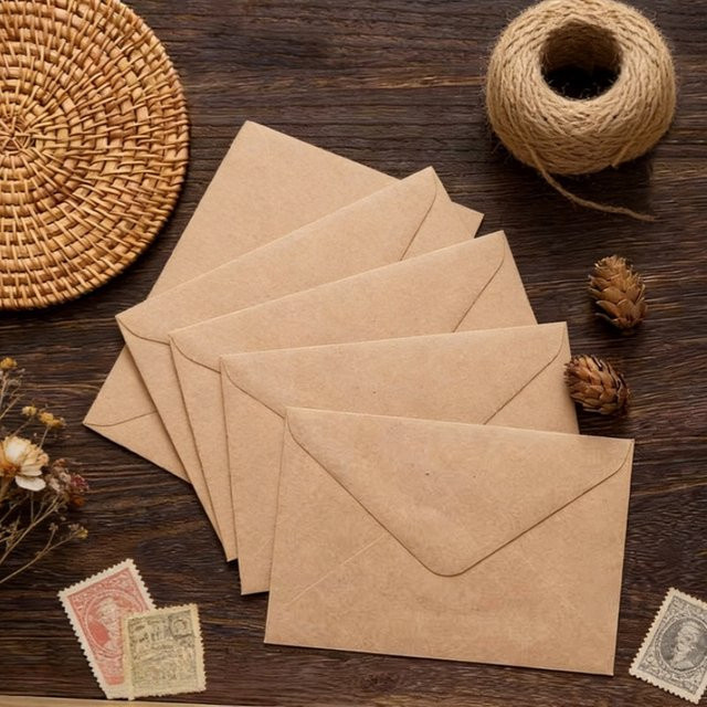 20 Retro-Einladungsumschläge aus Kraftpapier für Liebesbriefe und Hochzeiten, B: 16,08 cm, H: 16,07 cm - Bild 1