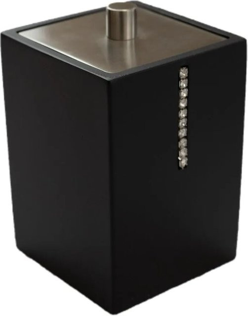 Bagnoxx Wattepadhalter Schwarz mit Dekosteinen B/T/H: 7 x 7 x 10 cm - Bild 1