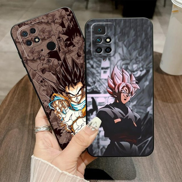 Schwarze weiche Handyhülle mit Dragon Ball Goku und Son Gohan Manga Motiv für Xiaomi Redmi A3, K80 Pro, 14C und weitere Modelle - Bild 1