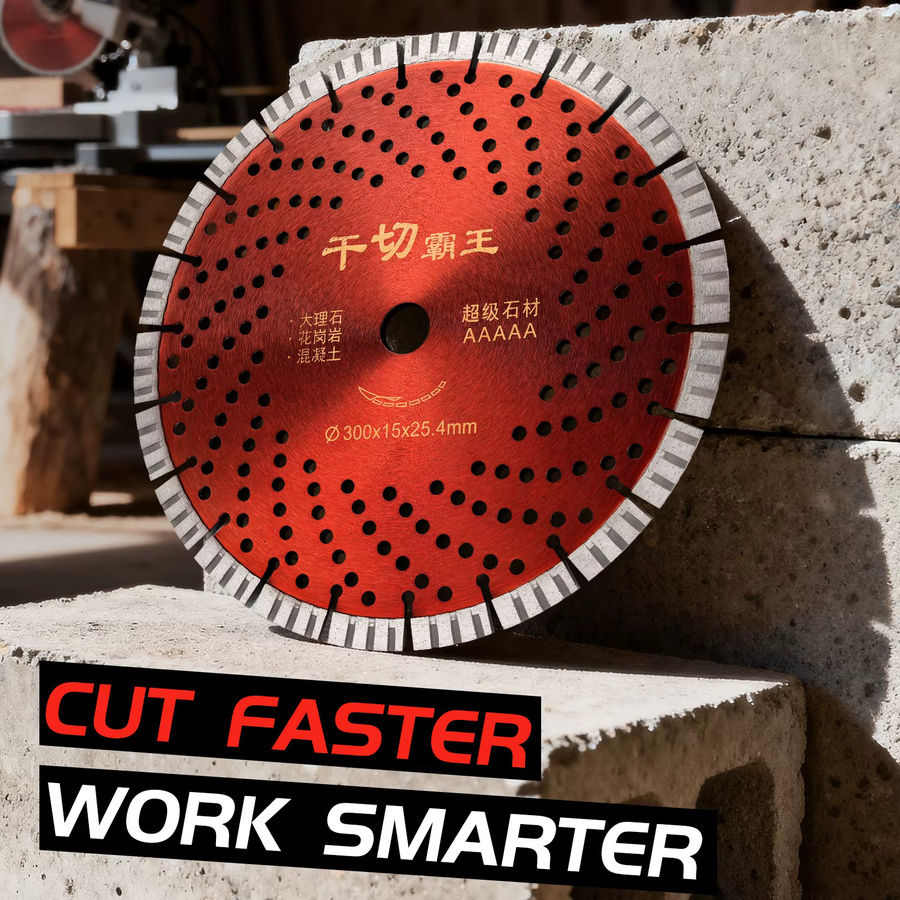 NuoDunco Diamant-Sägeblatt NuoDunco, segmentierte Stein-Trennscheibe in Rot, Durchmesser: 300 mm, Bohrung: 30 mm, ideal für Steinfliesen, Granit, Marmor und Beton - Bild 7