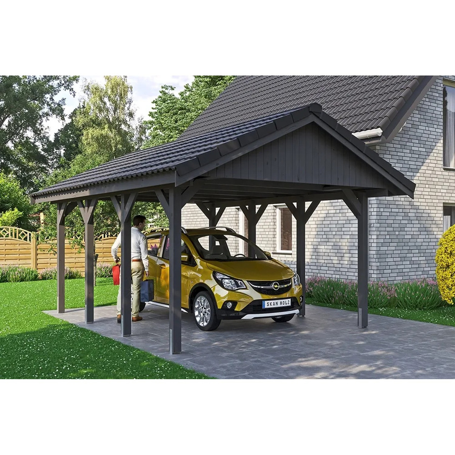 Skan Holz Carport Wallgau Satteldach aus Nadelholz in Grau, B: 430 cm, T: 600 cm, Höhe: 326 cm - Bild 2