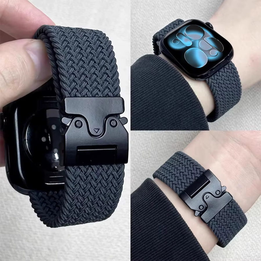 CRESTED Uhrenarmband Textil/NATO, geflochten, Schwarz, Unisex - Bild 2