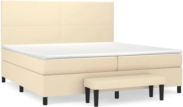 vidaXL Boxspringbett mit Matratze in Creme, Hybrid-Bett mit Taschenfederkern, B/T: 200 x 200 cm - Bild 1
