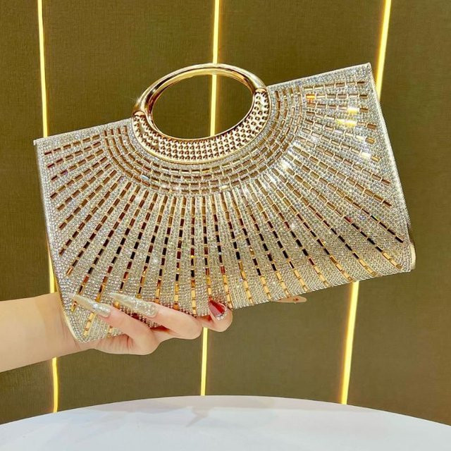 VIA ROMA Umhängetasche, Strass, gold, Damen - Bild 1