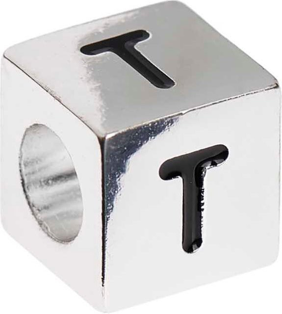 Rico Design itoshii Ponii Beads Buchstabenwürfel in Silber und Schwarz B/T/H: 1 x 1 x 1 cm - Bild 1