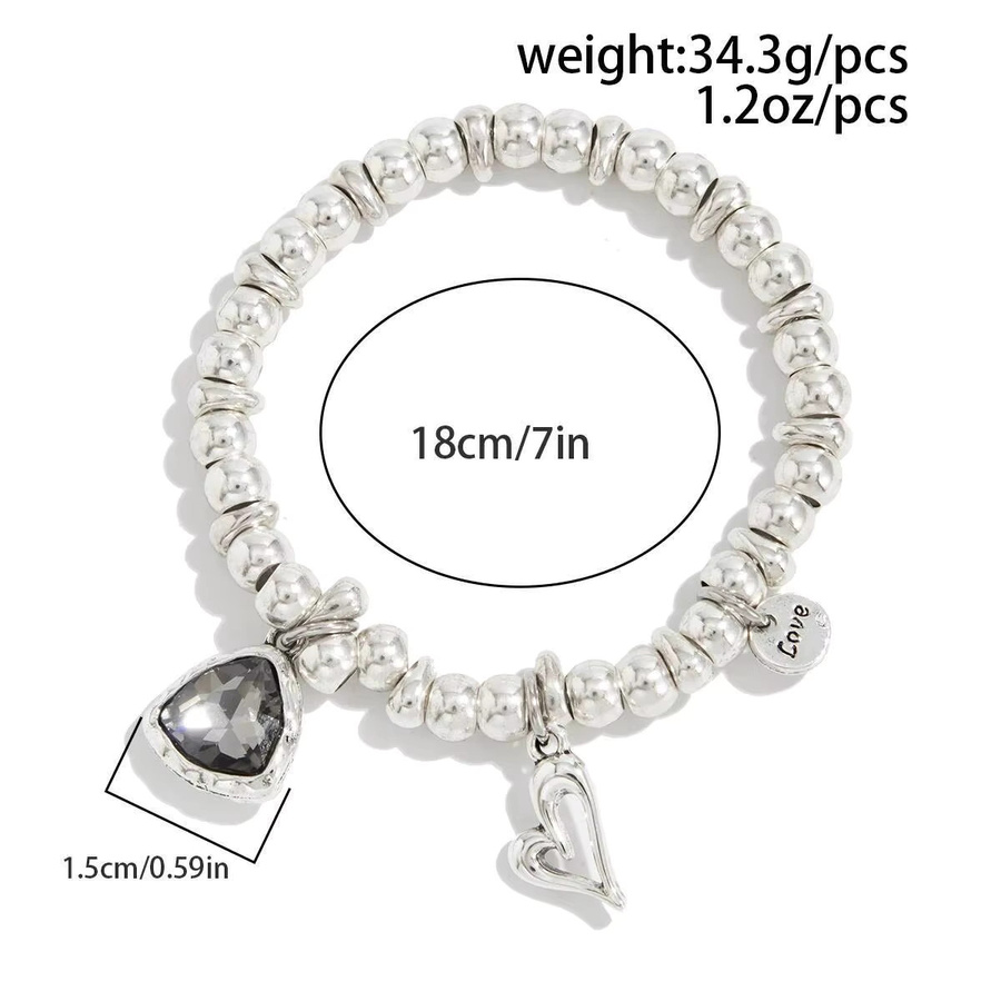 SHIXIN Armband, Herz Anhänger, Acryl, Strass, Perle, Silber, Damen - Bild 3