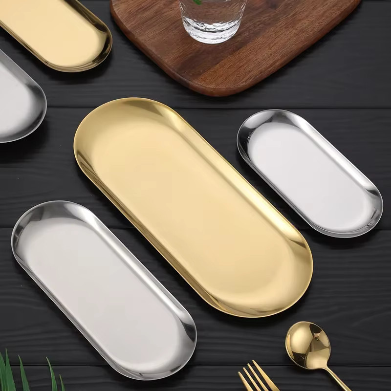 Kitchya Dessertteller aus Edelstahl in Gold, ovales Tablett für Obst, Nüsse oder Kuchen - Bild 4