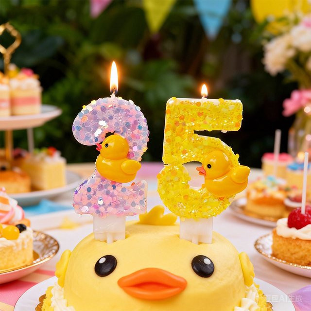 Potdemiel Enten-Kerzen Tortendekoration für Geburtstage und Babypartys, Mehrfarbig - Bild 1