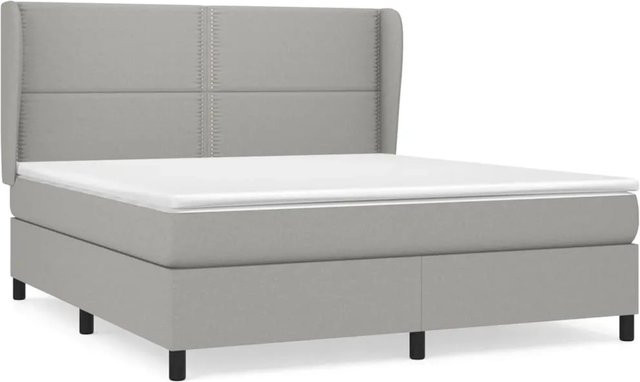vidaXL Boxspringbett Hybrid mit Matratze und Kopfteil, Hellgrau, B/T/H: 180 x 200 x 128 cm - Bild 1