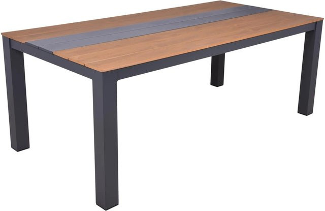 DELUKE Gartentisch KATJA Outdoor Terrassentisch aus Kunststoff und Aluminium in Braun, B/T/H: 200 x 100 x 75 cm - Bild 1