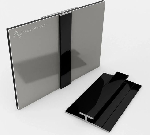 Aluverbund24 Verbindungsprofil für Alu Verbundplatten, Schwarz RAL9005, Länge: 200 cm - Bild 1