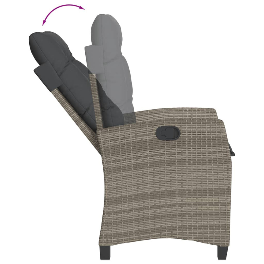vidaXL Gartensessel Set aus 2 Stück in Grau mit Kissen aus Poly Rattan und pulverbeschichtetem Stahlrahmen - Bild 6