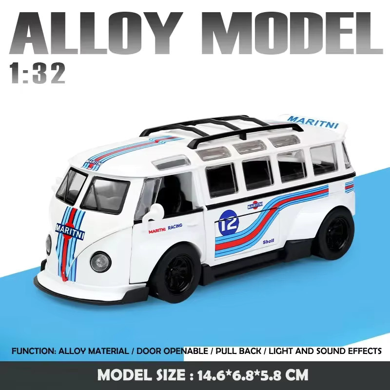 MAKEDA Volkswagen T1 Bus, Modellauto, Maßstab 1:32, Metall - Bild 2