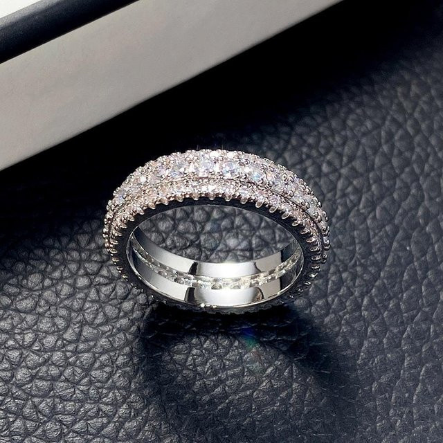 Ring Unisex, Kupferplattiert, Platinplattiert, Zirkonia, Weiß - Bild 1