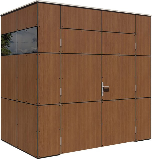 Bertilo Gartenhaus HPL Mini in Italian Walnut, modernes Design mit Flachdach, Farbe: Braun, B/T/H: 231 x 152 x 230 cm - Bild 1
