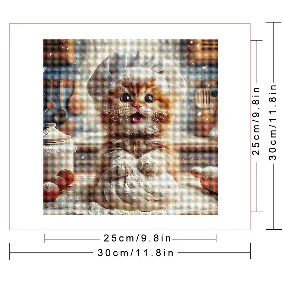 Huacan Diamantmalerei Katze als quadratisches Mosaik Wanddekor B/H: 30 x 30 cm - Bild 2