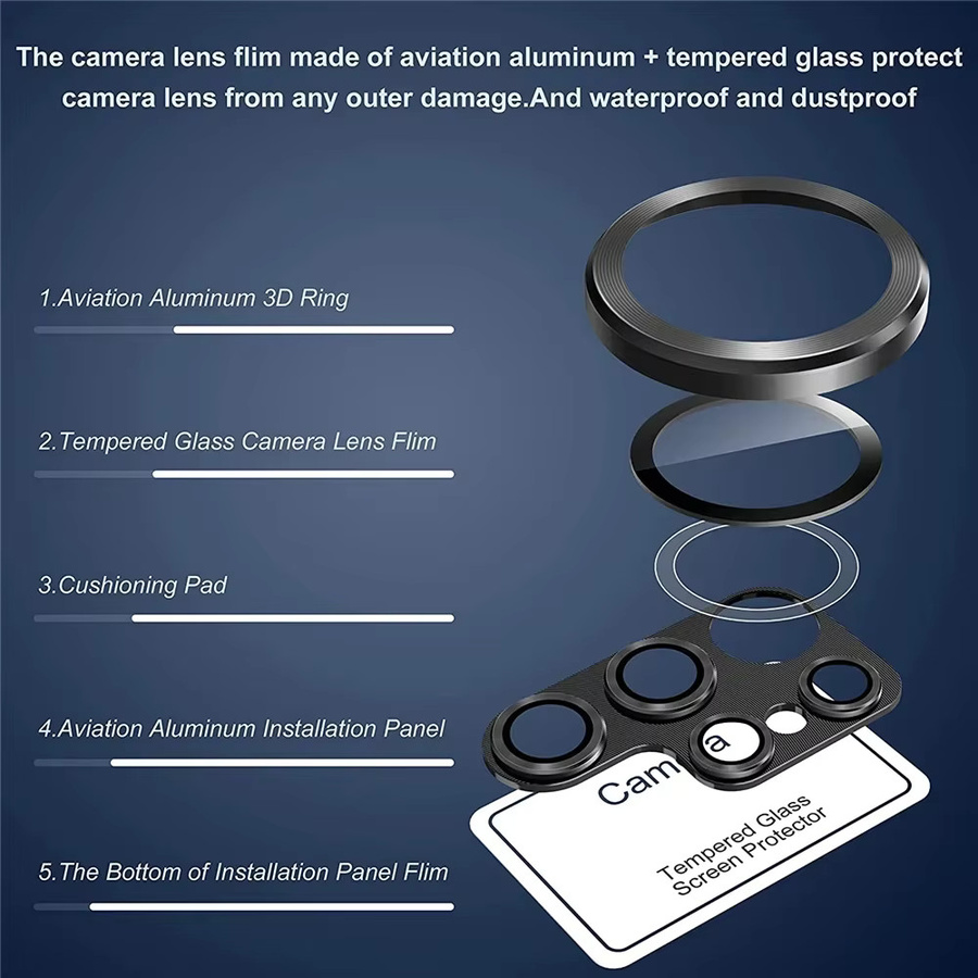 Samsung Galaxy S25 Ultra S24 Ultra Plus Metall Kamera Schutz HD Objektiv Glas Schutzfilm in Schwarz und Grau - Bild 3