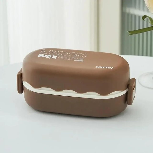 Tragbare Lunchbox für Kinder von Yiran Furniture, Mikrowellengeeignete Bento-Box aus Kunststoff mit Fächern und Soßendose, Stapelbarer Lebensmittelbehälter für Salat und Obst, Grau, 850ml - Bild 1