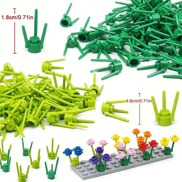 MOC Pflanze Blume Stiel Halter Bausteine, 50-teiliges Set, Bunt / Mehrfarbig, Grün - Bild 1