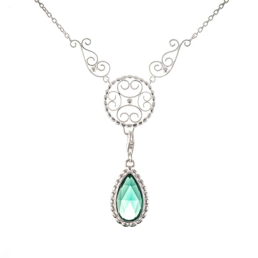 Collier Signature 925 Silber, grüner Stein, Unisex - Bild 1