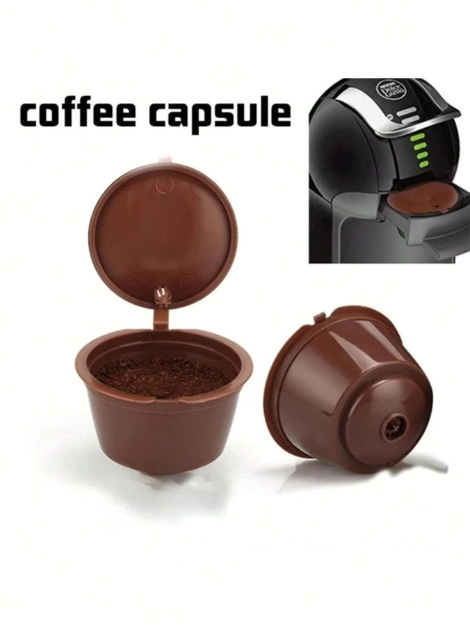 Wiederverwendbare Kaffeekapseln für Nespresso und Dolce Gusto, nachfüllbare Kaffeepods aus Kunststoff in Braun - Bild 3