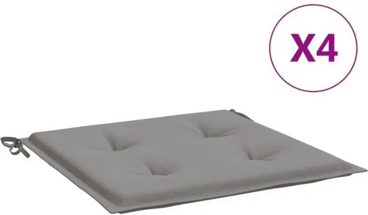 4er-Set Gartenstuhl-Kissen von vidaxl in Grau aus Oxford-Gewebe, quadratisch, B/B/H: 50 x 50 x 3 cm - Bild 1