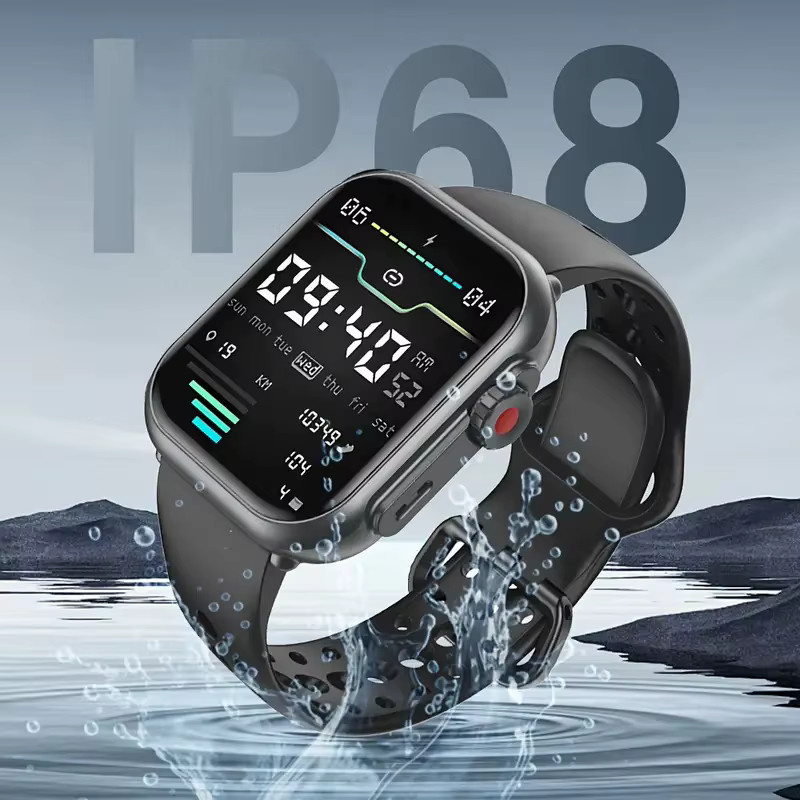 BOXUXING Smartwatch mit 1,85 Zoll HD AMOLED Display, Bluetooth Anruffunktion, IP68 Wasserdicht, 1000mAh Akku, Schwarz - Bild 4