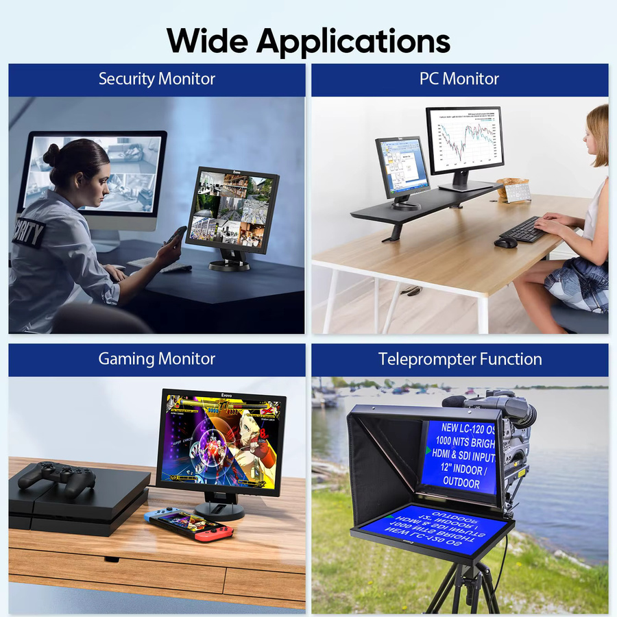 Eyoyo 14 Zoll LCD-HDMI-Monitor in Schwarz mit 1024 x 768 Auflösung, VGA, AV und BNC Eingang sowie integrierten Lautsprechern und Fernbedienungsunterstützung - Bild 8