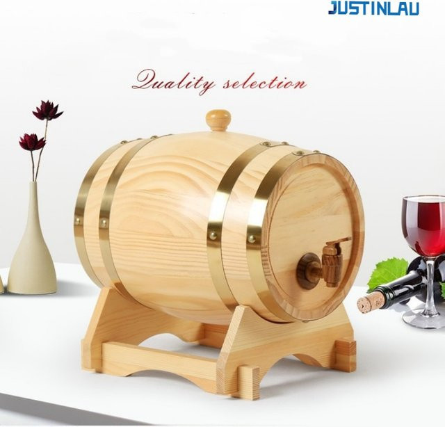 JUSTINLAU Hölzernes Whiskyfass mit Ständer, Bunge und Zapfen in Braun, 1,5 l und 3 l - Bild 1