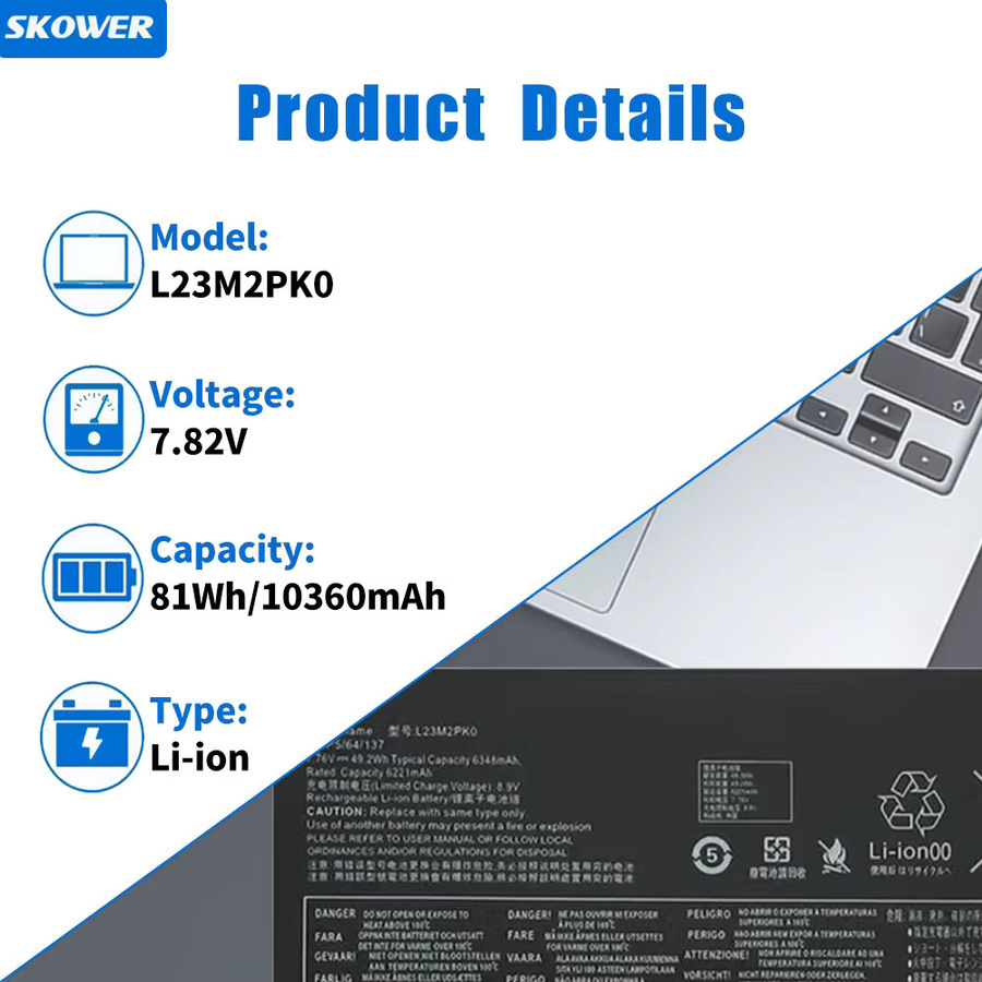 SKOWER Akku für Lenovo Legion Go Handheld Gaming PC, Upgrade 81Wh/10360mAh, Schwarz - Bild 3