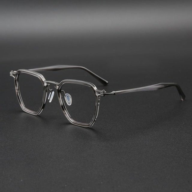 Herren Korrektionsbrille, Vollrand, Hexagonal, Reintitan, Grau - Bild 1