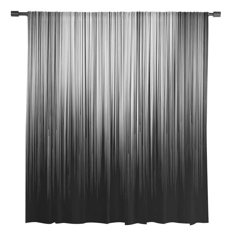A Family Of Home Textiles Transparente Tüll-Vorhänge mit schwarz-weißen vertikalen Streifen, 2er-Set, Breite: 135 cm, Höhe: 213 cm - Bild 5